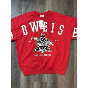 Women's Size Medium Red Budweiser Fleece Pullover Sweatshirt